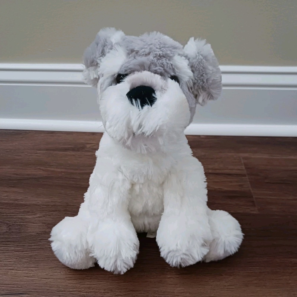 10" Best Made Toys Limited White Gray‎ Puppy Dog Plush Schnauzer brown eyes